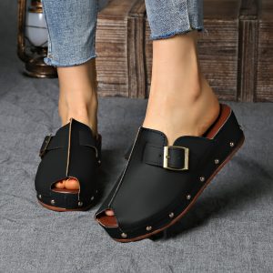 Stilla | Behagelige Sommersko På Platform Med Strap Closure Og Åben Tå