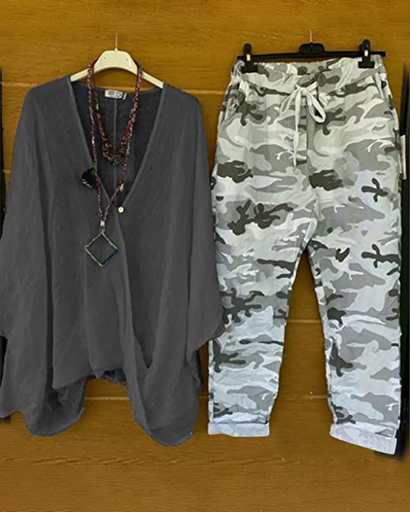 Stilla | Casual todelt sæt med camouflageprint