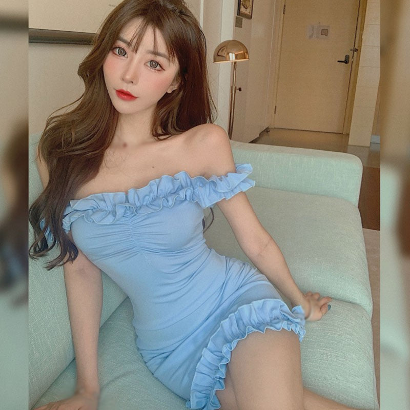 Stilla | Off-Shoulder Backless Bodycon Mini Kjole Online salg