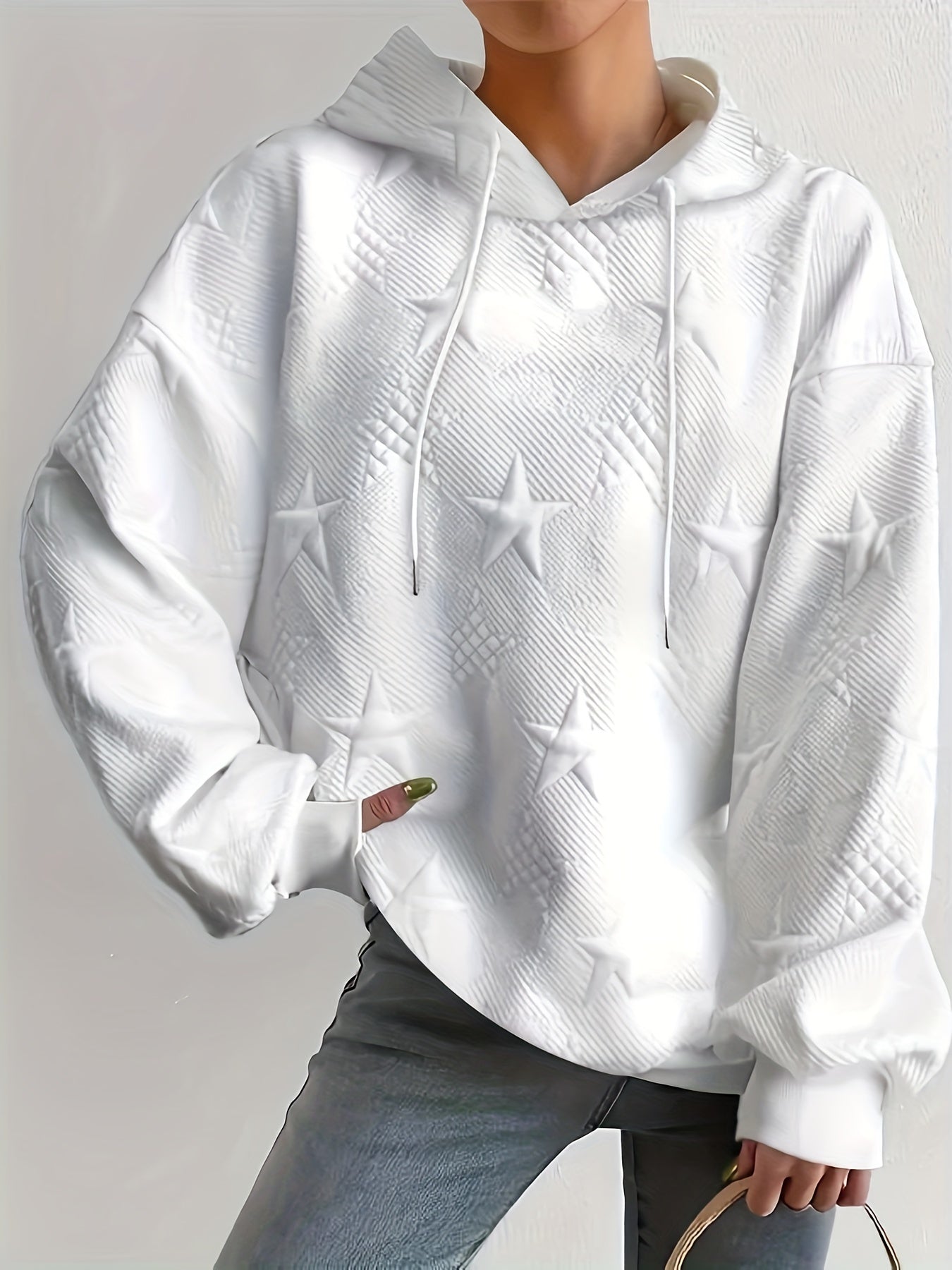 Stilla | Sweatshirt med snor og stjernestruktur