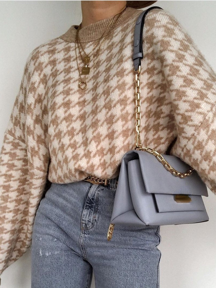 Stilla | Beige Checks Sweater