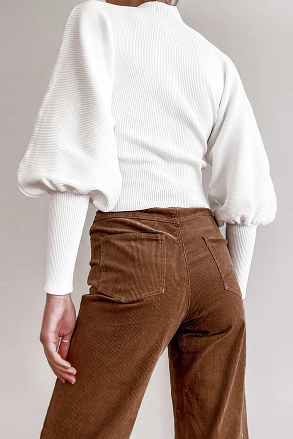 Stilla | Lækker sweater med rullekrave i ensfarvet patchwork Online Hot Salg