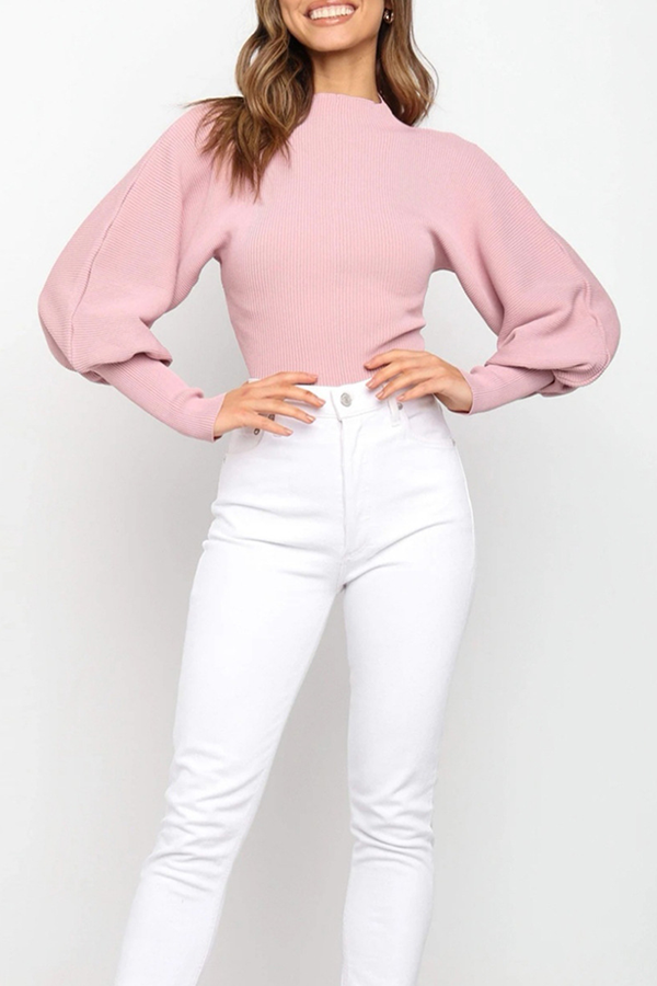 Stilla | Lækker sweater med rullekrave i ensfarvet patchwork Online Hot Salg