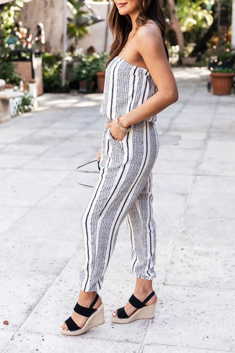 Stilla | Afslappet Print Frenulum Fold Strapless Regular Jumpsuits