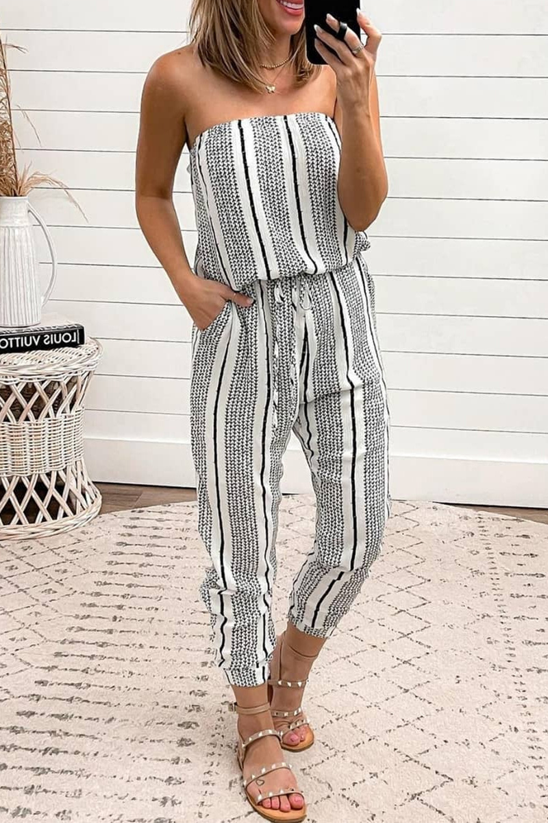 Stilla | Afslappet Print Frenulum Fold Strapless Regular Jumpsuits