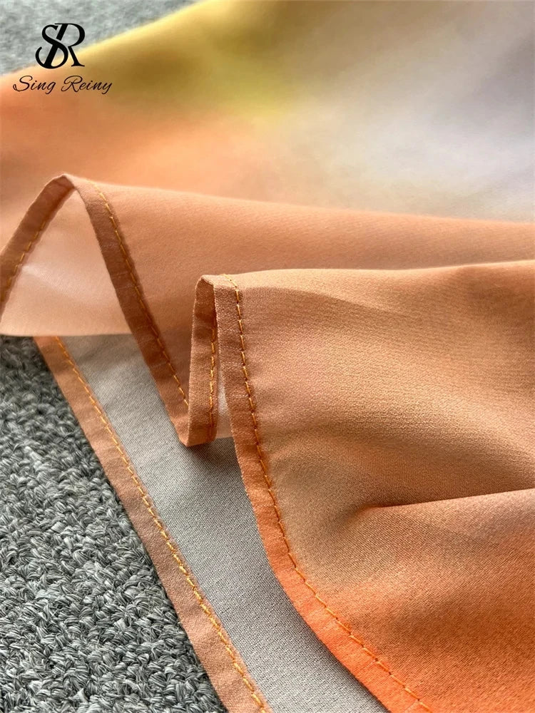 Stilla | Ferie Dragter Strapless Halter Strapless Topogzipper Tie Dye Nederdel Kvinde Mode Sexy to Delt Sæt