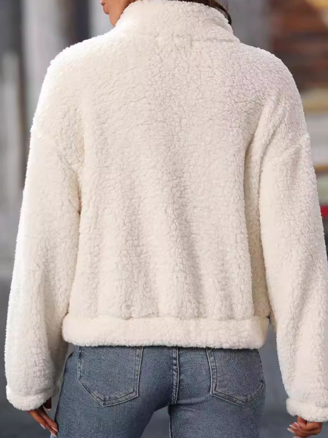 Stilla | Hjerte Halv-Zip Langærmet Teddy Sweatshirt Udsalg