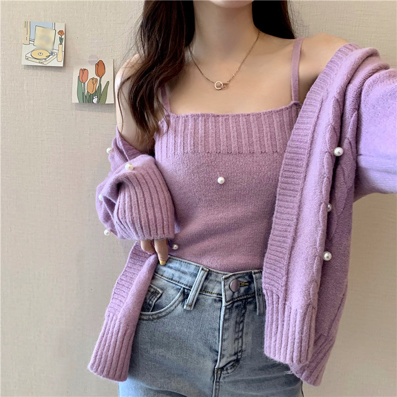 Stilla | Enfarvet Pullover Frakke Strik Cami Top