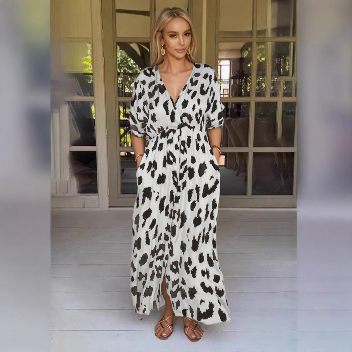 Stilla | Leopard-Kjole Tverrgrense Leopardprint Kjole