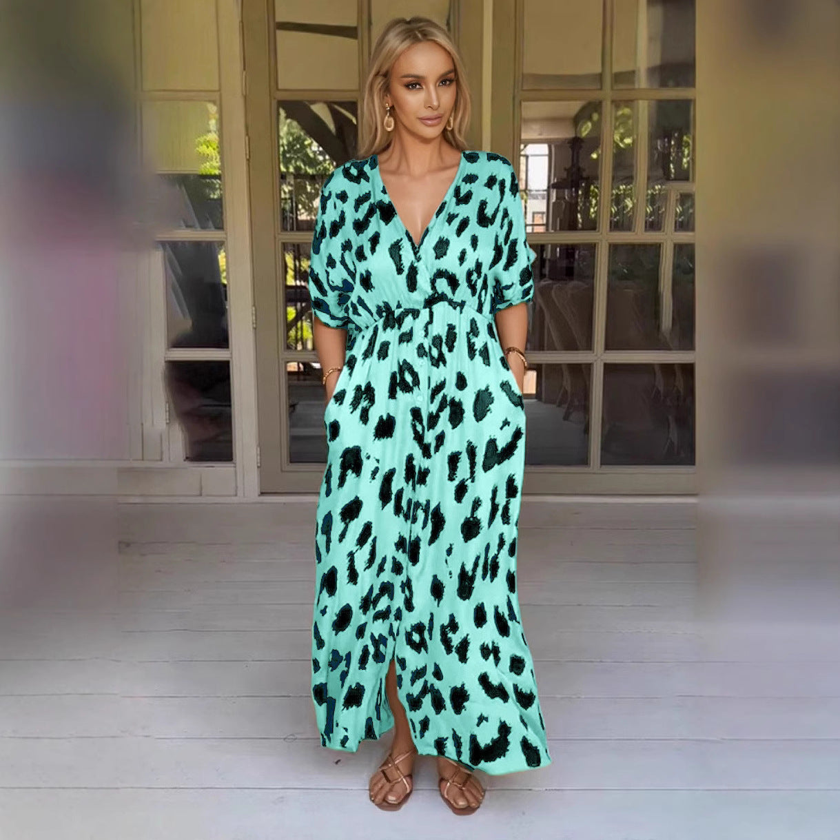 Stilla | Leopard-Kjole Tverrgrense Leopardprint Kjole