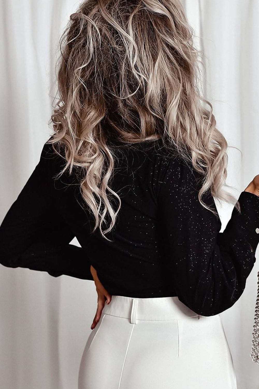 Stilla | Glitter Surplice Langærmet Bluse Udsalg