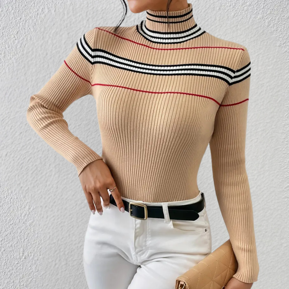 Stilla | Stribede Turtleneck Sweater til Damer