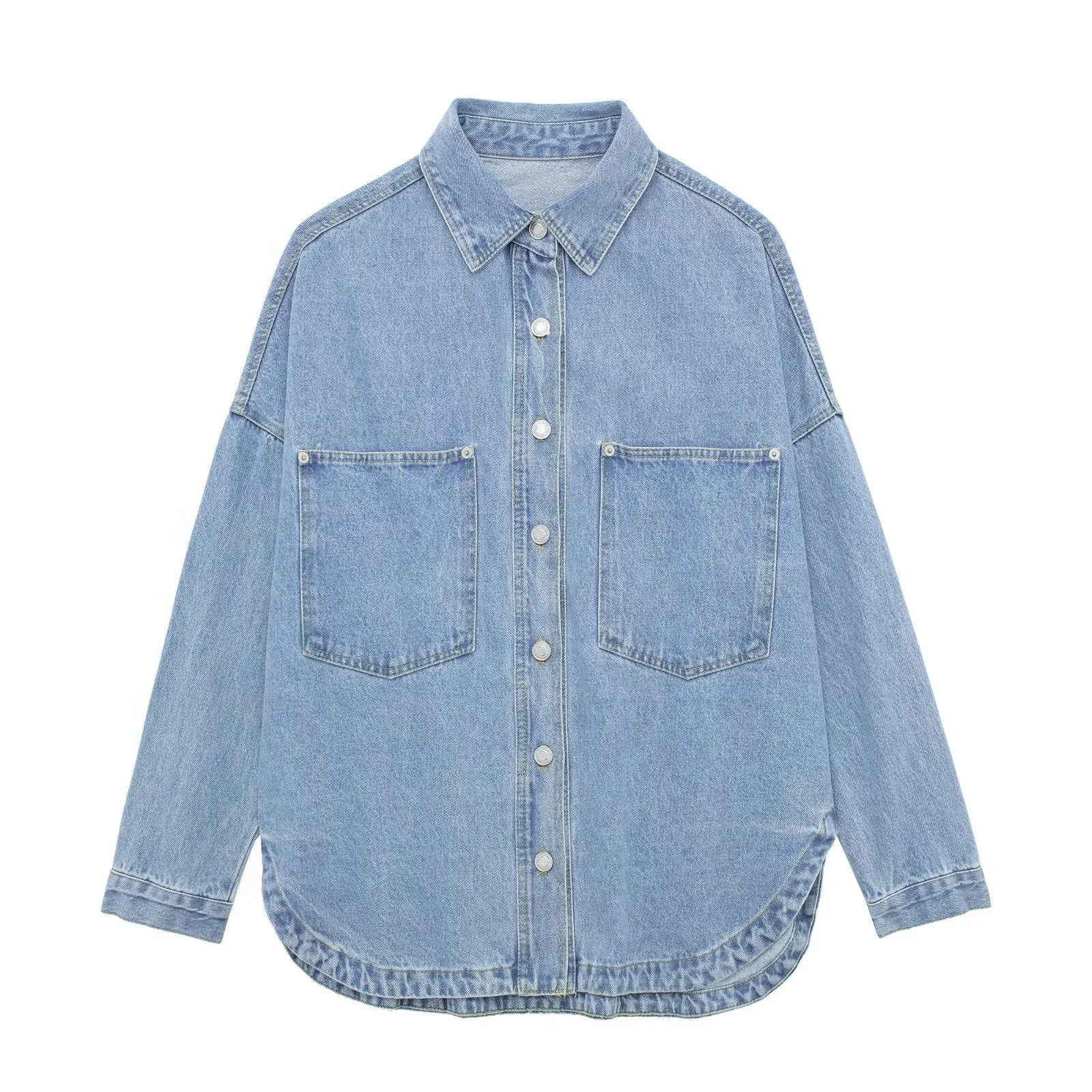 Stilla | Denim-jakke med revers langærmet denimjakke