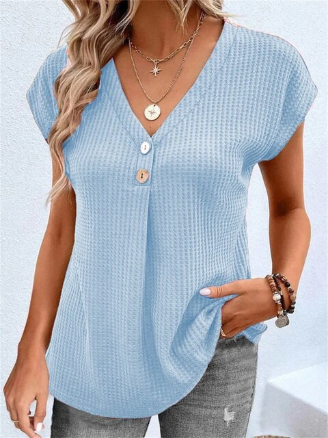 Stilla | Ensfarvet T-shirt Med V-hals