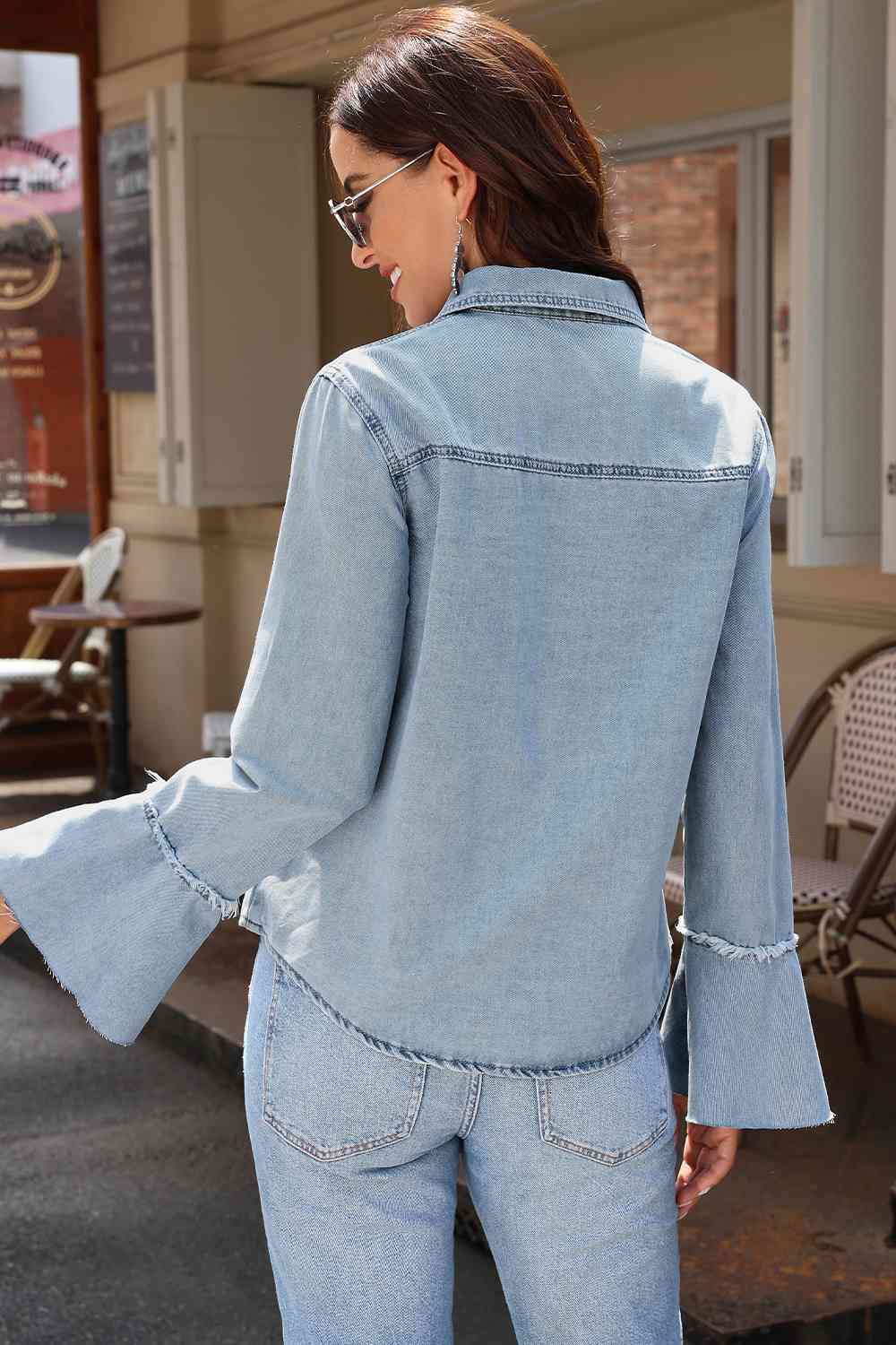 Stilla | Front Flare Sleeve Denim Top