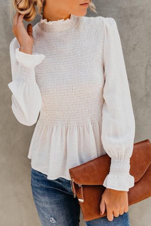 Stilla | Livin' Breezy Høj Hals Plisseret Chiffon Til Toppen Udsalg