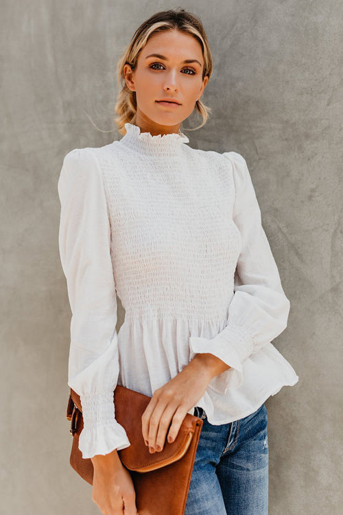 Stilla | Livin' Breezy Høj Hals Plisseret Chiffon Til Toppen Udsalg