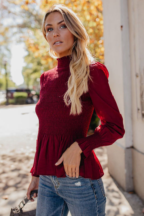 Stilla | Livin' Breezy Høj Hals Plisseret Chiffon Til Toppen Udsalg