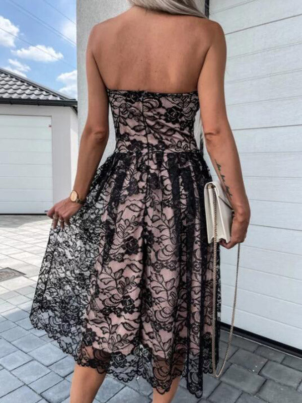Stilla | Kjoler Til Gravide Party Dresses Midi Dresses in Pregnancy Without Straps in Lace