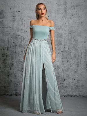 Stilla | Off Shoulder Prom Aften Kjole Slids Slim Fit Elegante Kjole Voksen Kjole Til Kvinder Online nu