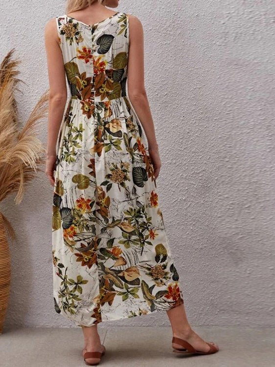 Stilla | Kvinders Kjoler Botanisk Print Uden Ærmer Maxi Kjole