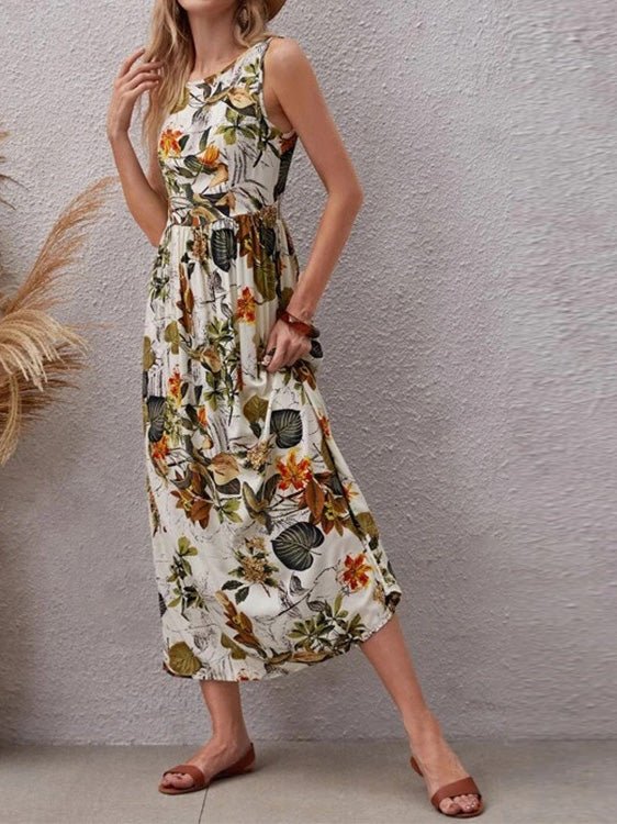 Stilla | Kvinders Kjoler Botanisk Print Uden Ærmer Maxi Kjole