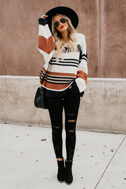 Stilla | Coffee Time Stripe Knit Trøje Online Hot Salg