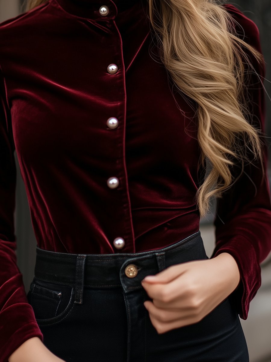 Stilla | Elegant Bluse med Knapper Online Hot Salg