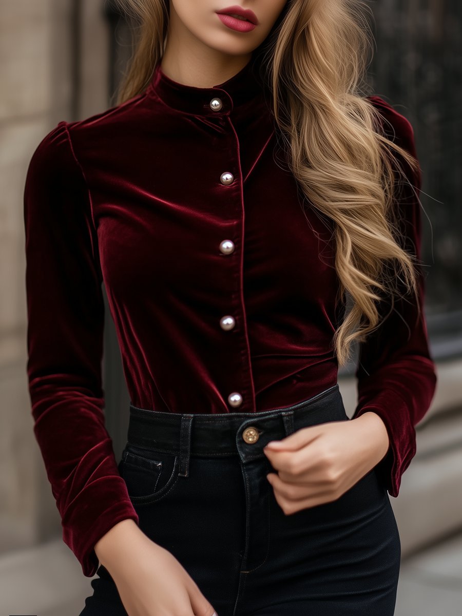 Stilla | Elegant Bluse med Knapper Online Hot Salg