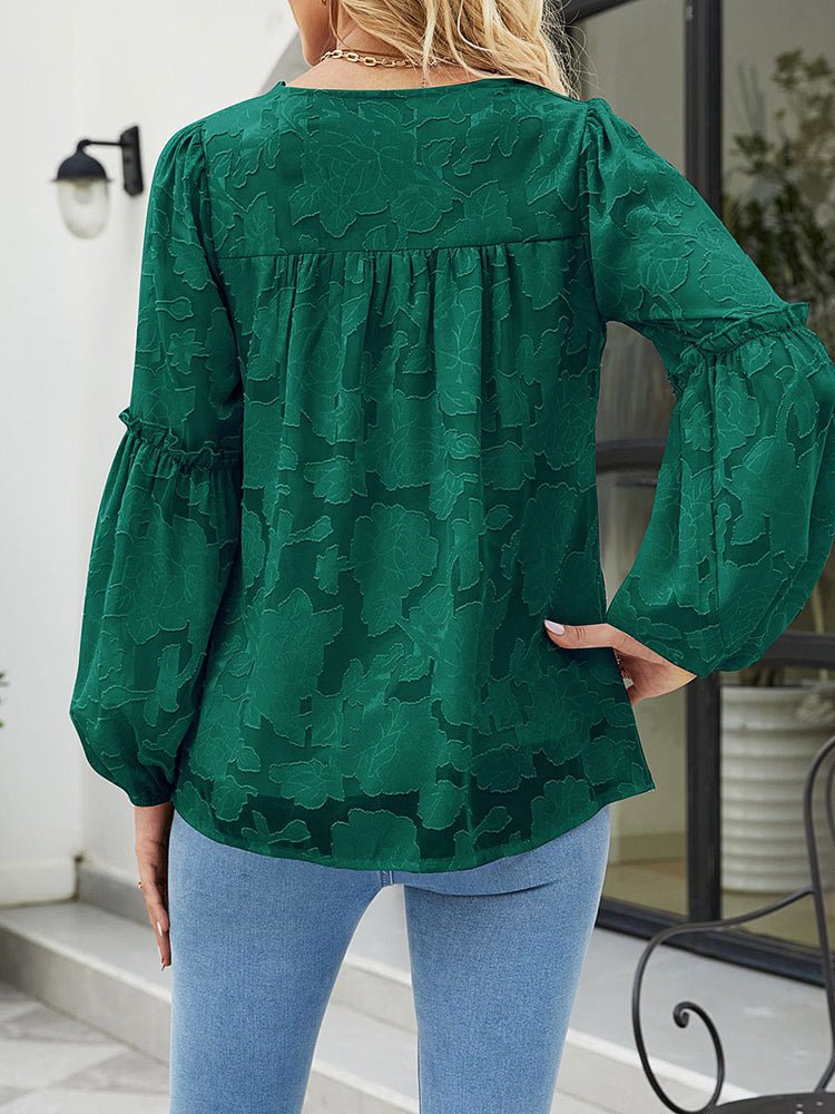 Stilla | Kvinders Bluser Floral Struktur Chiffon Lanterne Ærme Bluse