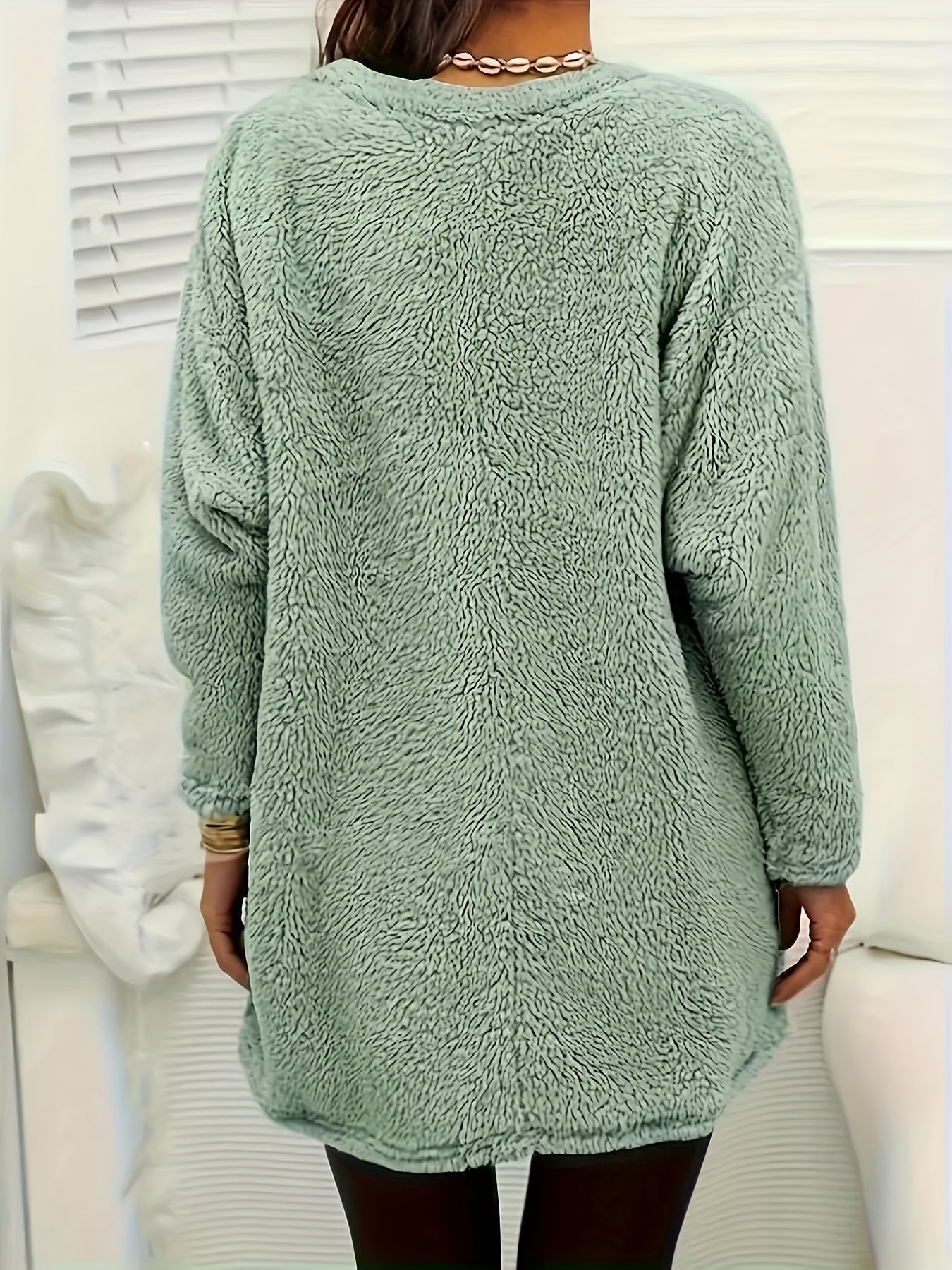 Stilla | Lang Teddy Tunika med Lommer Polyester Varm & Stilfuld