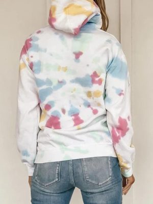 Stilla | Tie Dye Mønster Løs Hættetrøje Trøje