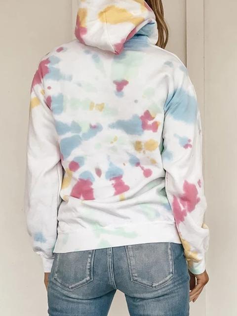 Stilla | Tie Dye Mønster Løs Hættetrøje Trøje