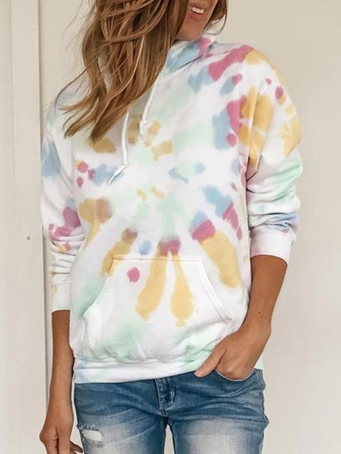 Stilla | Tie Dye Mønster Løs Hættetrøje Trøje