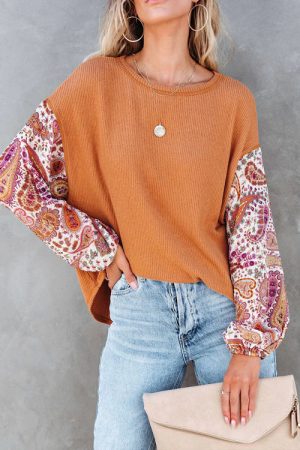Stilla | Looking That Way Boho Print Langærmet Strik Til Toppen