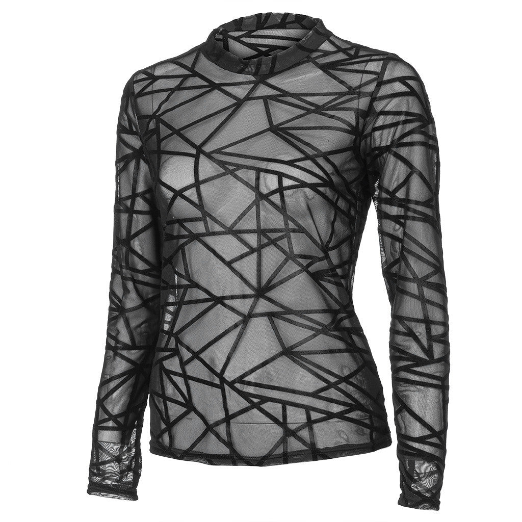 Stilla | Kvinder Bluser Gennemsigtigt Mesh Langærmet Top