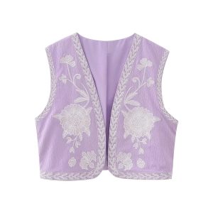Stilla | Blomstret Gilet Kvinde Årgang Lilla