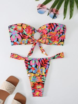 Stilla | Blomster Ternet Print Bandeau Bikini