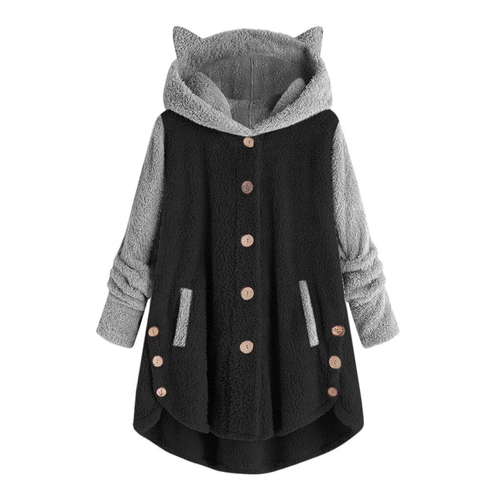 Stilla | Dame Fleece Sweatshirt med Katteører og Kontrastærmer
