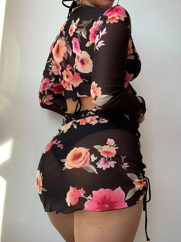 Stilla | Blomster Drawstring Bikini Med Cover up