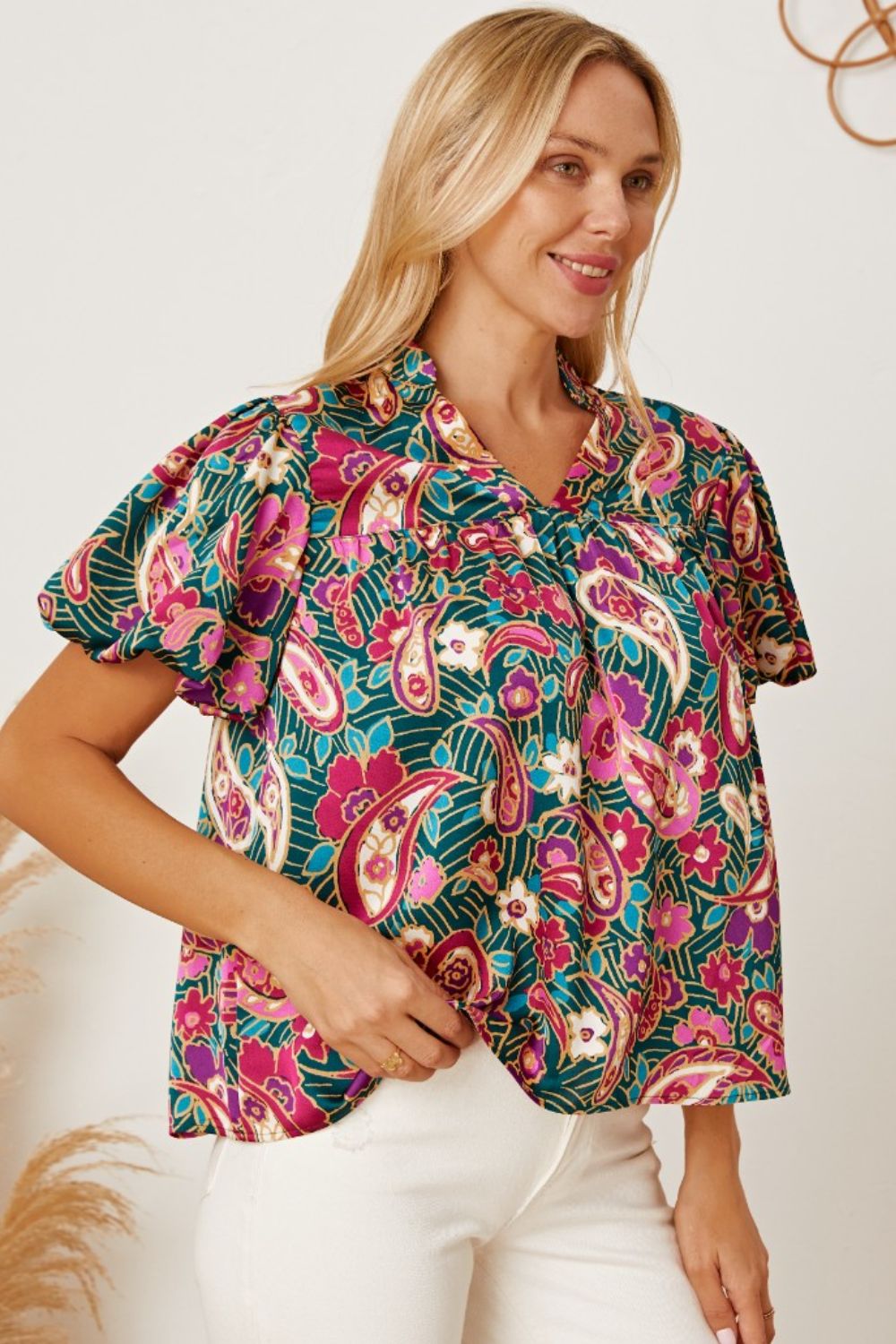 Stilla | Blomsterkrave Kortærmet Bluse