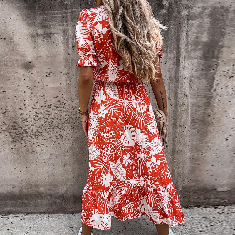 Stilla | Kjole Med Blomsterprint Kjole Med V Udsnit Og Slids I Siden Online Hot Salg
