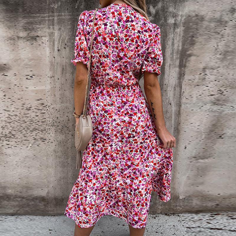 Stilla | Kjole Med Blomsterprint Kjole Med V Udsnit Og Slids I Siden Online Hot Salg