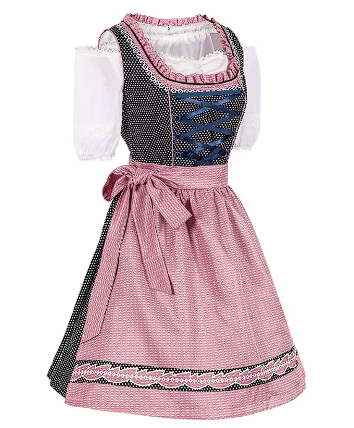 Stilla | Plus størrelse Tysk München Øl Rosa Tartan Øl Nederdel Cosplay