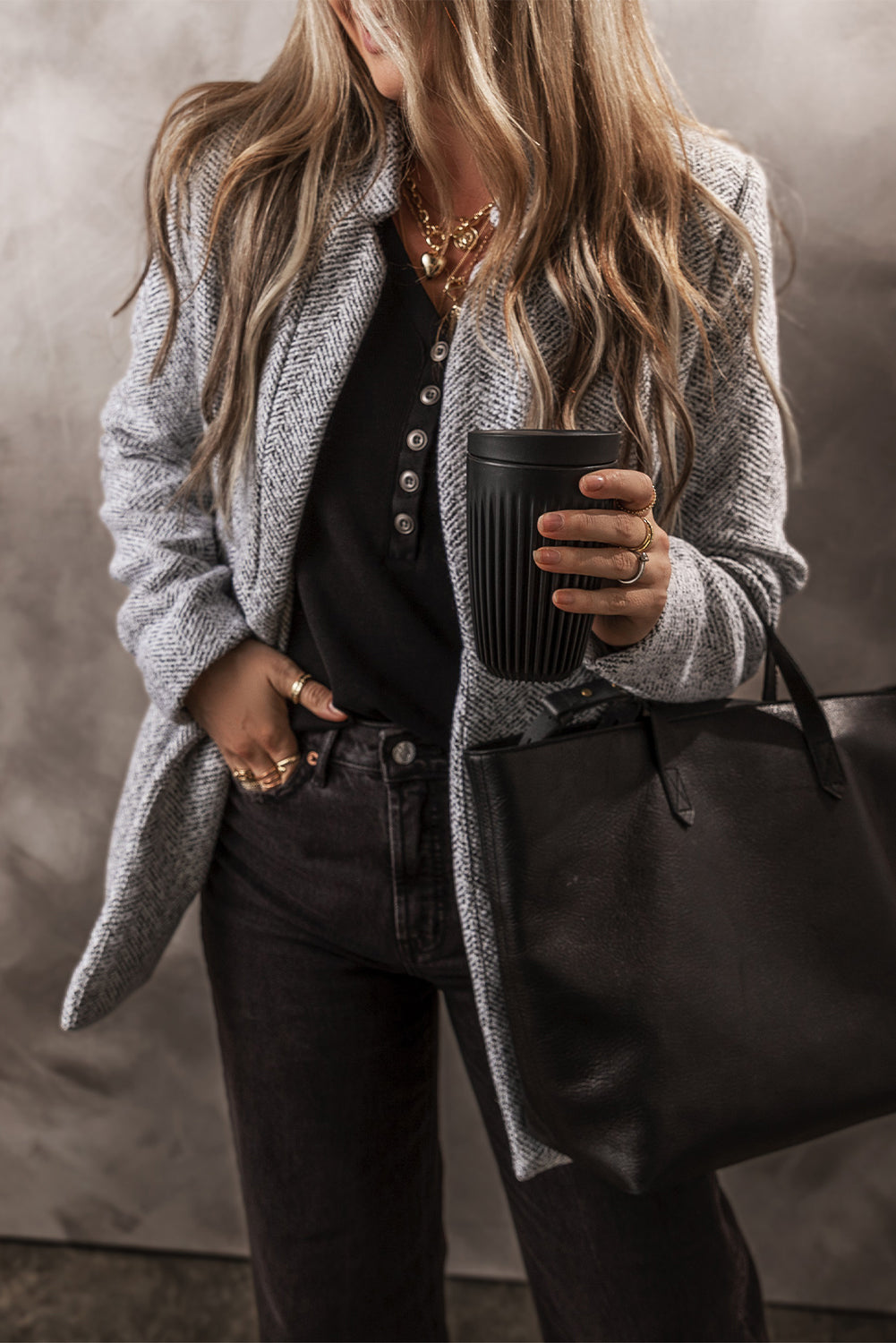 Stilla | Herringbone Jakke Uldblanding Klassisk & Komfortabel