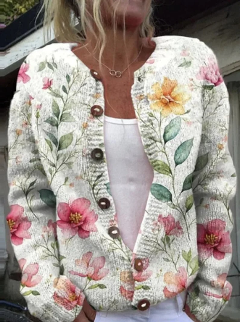 Stilla | Blomster Print Strikketrøje