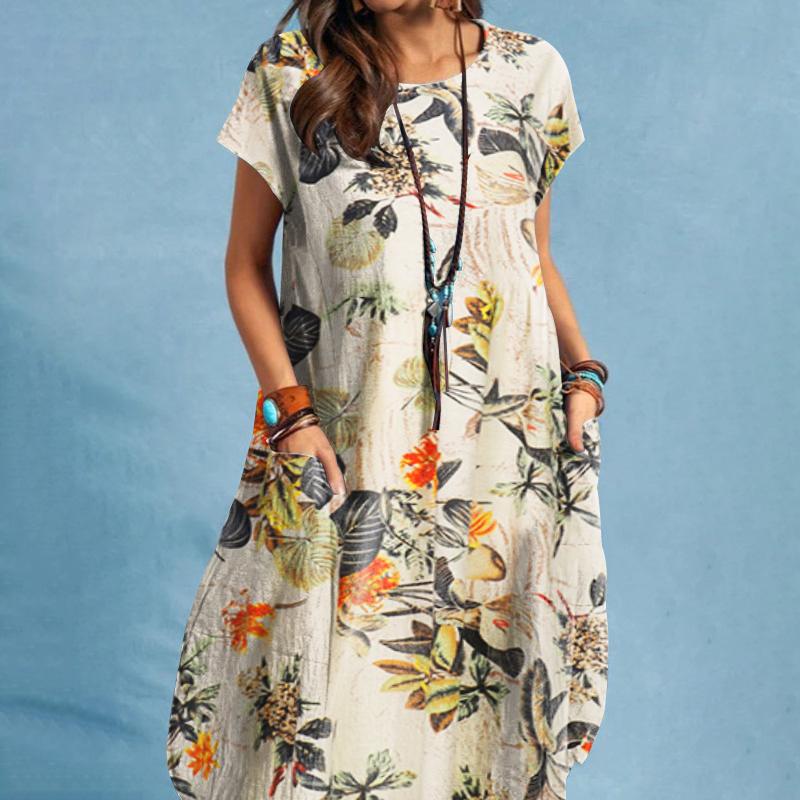 Stilla | Damens Komfortabel Blomster Retro Vintage Kjole