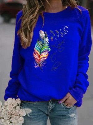Stilla | Stilig Sweatshirt med Fjer-Motiv for Ultimativ Komfort