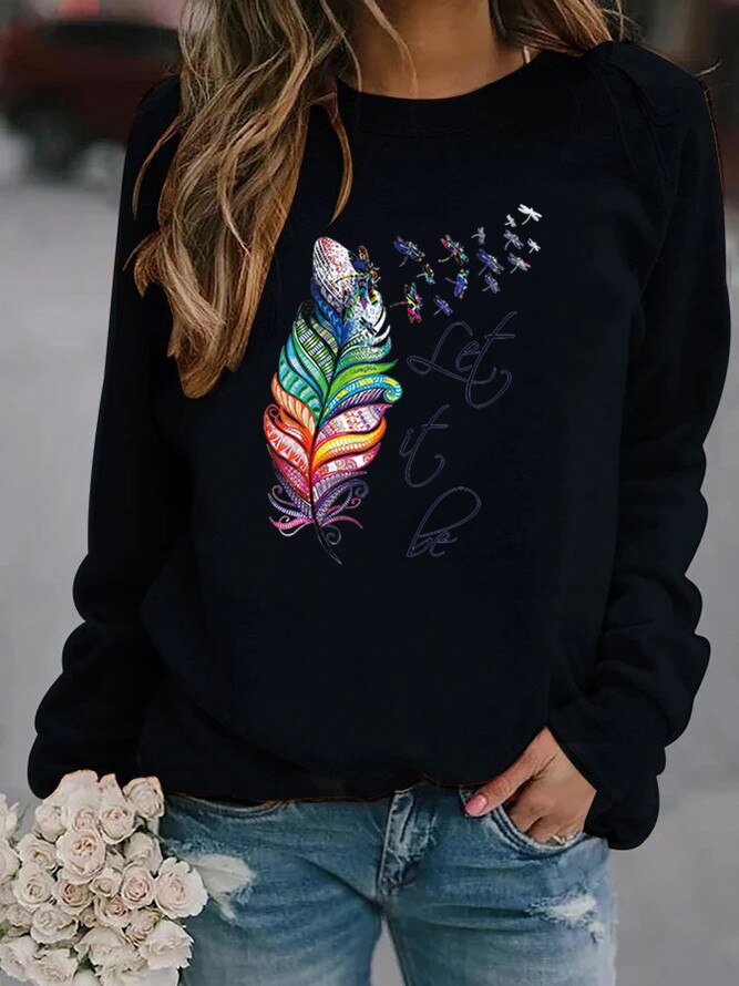 Stilla | Stilig Sweatshirt med Fjer-Motiv for Ultimativ Komfort
