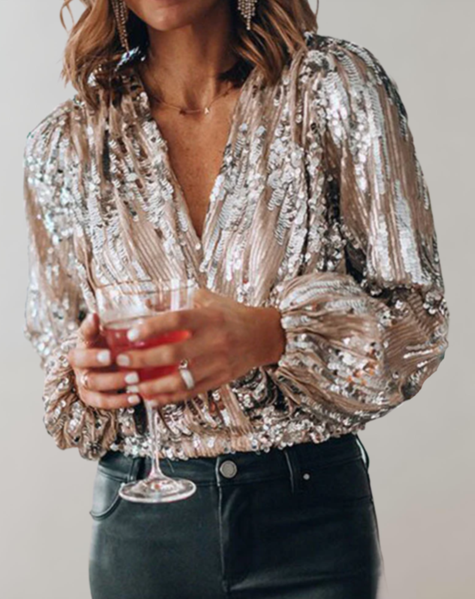 Stilla | Elegant Top Med Sølv Glitter Hot på udsalg